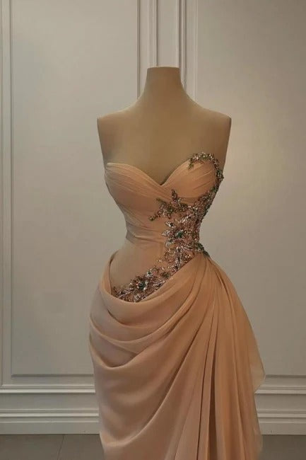 Gorgeous Long Mermaid Sweetheart Beaded Pleated Floor length Prom Dresses-showprettydress