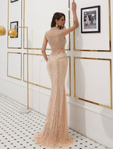 Gorgeous Mermaid Evening Dresses Luxury Heavy Beading Illusion Cutout Formal Dress-showprettydress
