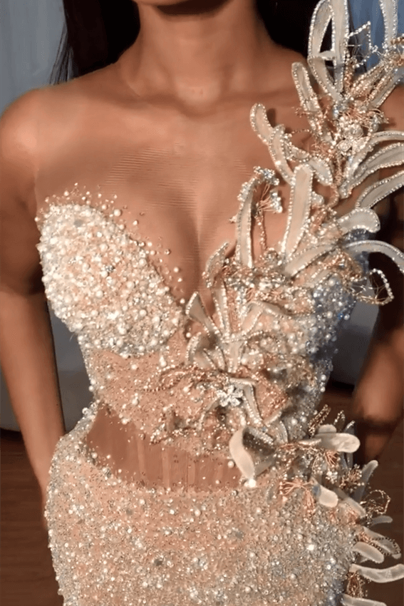 Gorgeous Sweetheart Sleeveless Mermaid Prom Dresses With Split Sequins Beadings-Showprettydress
