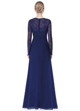 Gorgeous V Neck Evening Dress Illusion Lace Sleeve Mother Of The Bride Dress-showprettydress