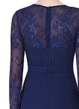 Gorgeous V Neck Evening Dress Illusion Lace Sleeve Mother Of The Bride Dress-showprettydress
