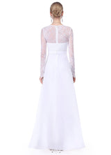 Gorgeous V Neck Evening Dress Illusion Lace Sleeve Mother Of The Bride Dress-showprettydress