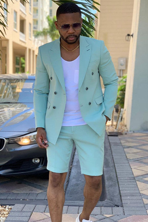 Green Designer Peaked Lapel Men Suits for Prom-showprettydress