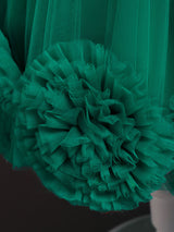Green Jewel Neck Sleeveless Bows Tulle Cotton Sequined Kids Party Dresses-showprettydress