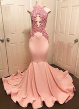 Halter Pink Lace Prom Party Gowns| Mermaid Formal Dresses-showprettydress