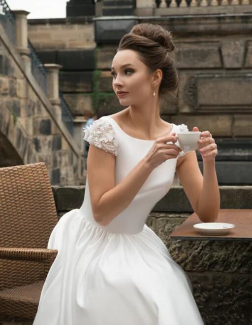 High neck White Knee-length Short Homecoming Dress for summer time-showprettydress
