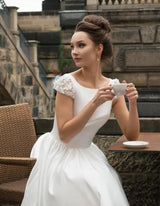 High neck White Knee-length Short Homecoming Dress for summer time-showprettydress