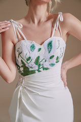 High Split Spaghetti strap Court Wedding Dress | Showprettydress Design-showprettydress