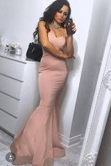 Hot and Chic Strapless Mermaid Dusty Pink Simple Prom Party Gownsin affordable price-showprettydress