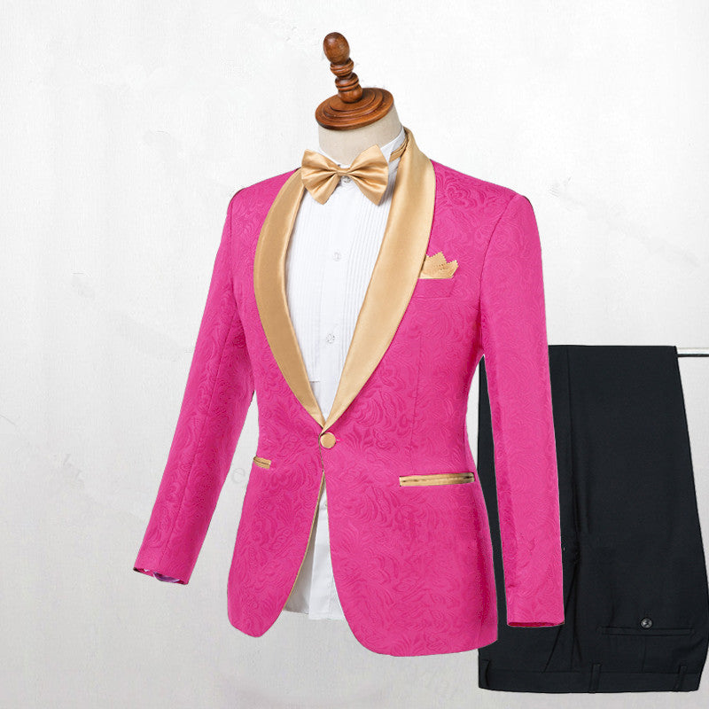 Hot Pink One Button Fashion Slim Fit Wedding Suits-showprettydress