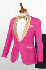 Hot Pink One Button Fashion Slim Fit Wedding Suits-showprettydress