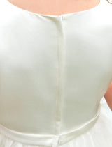 Ivory Boho Pearls Beaded Satin Sash Short Kids Toddlers Party Tutu Dress-showprettydress