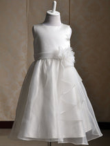 Ivory flower girl dress Sash Bows Ruffles Dress-showprettydress
