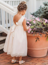 Ivory Jewel Neck Ankle-Length Butterfly Formal Kids Pageant flower girl dresses-showprettydress