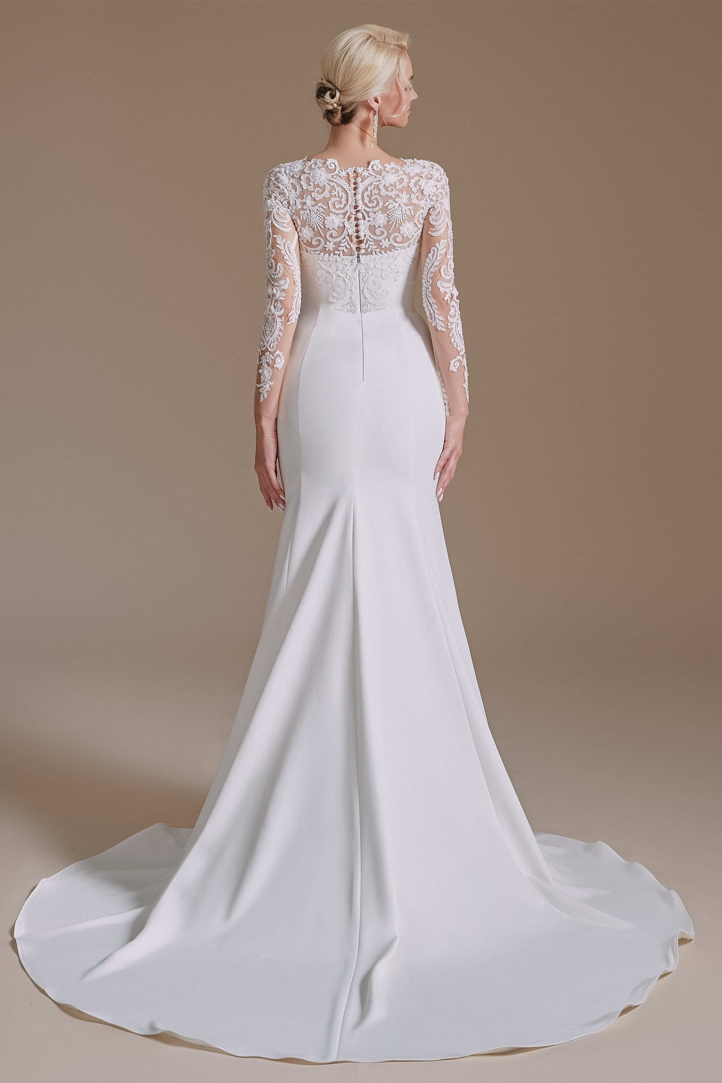 Jewel Lace Long Sleeves Mermaid Wedding Dress | Showprettydress Design-showprettydress
