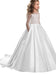 Jewel Neck Long Sleeves Buttons Formal Kids Pageant flower girl dresses