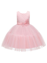 Jewel Neck Polyester Sleeveless Short Princess Bows Kids Party Dresses-showprettydress