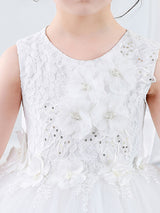 Jewel Neck Sleeveless Bows Kids Party Dresses-showprettydress