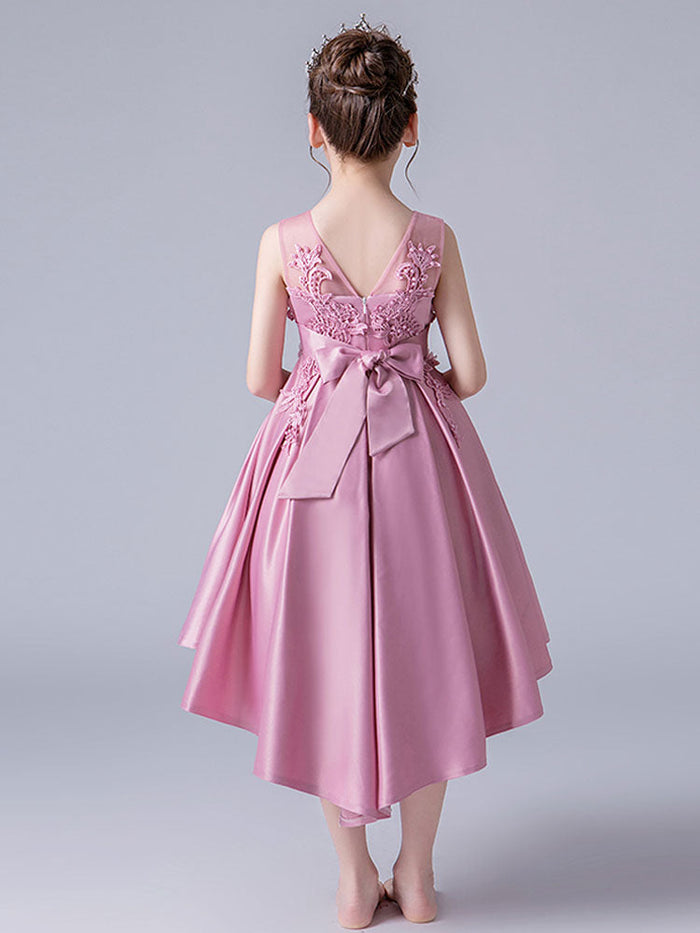 White Jewel Neck Cut Out Formal Kids Pageant flower girl dresses main image 1