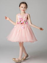 Jewel Neck Sleeveless Flowers Formal Kids Pageant flower girl dresses-showprettydress