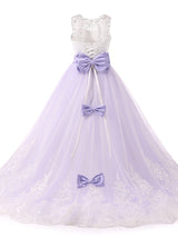 Jewel Neck Sleeveless Studded Formal flower girl dress-showprettydress