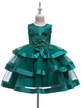 Jewel Neck Tulle Sleeveless Short Princess Flowers Formal Kids Pageant flower girl dresses-showprettydress