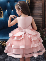 Jewel Neck Tulle Sleeveless Short Princess Flowers Formal Kids Pageant flower girl dresses-showprettydress