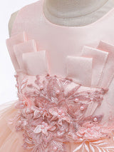 Jewel Neck Tulle Sleeveless Short Princess Flowers Formal Kids Pageant flower girl dresses-showprettydress