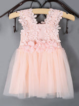 Kids Tutu Lace Applique Peach Beading Short Dinner Party Dresses-showprettydress