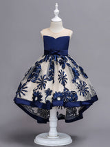 Lace High Low Kids Formal Asymmetrical Little Girls Social Party Dress-showprettydress