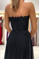 Lace Long Front Split Prom Dress Off-the-shoulder Evening Gown-showprettydress