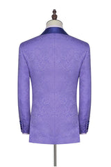 Lavender Jacquard Silk Shawl Lapel Bespoke Marriage Suits-showprettydress
