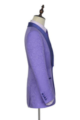 Lavender Jacquard Silk Shawl Lapel Bespoke Prom Suits-showprettydress