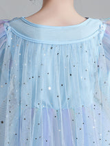 Light Blue Designed Neckline Polyester Sleeveless Short A-Line Polyester Cotton Tulle Sequins Kids Social Party Dresses-showprettydress