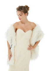 Light Gray Wedding Wrap Accessories Faux Fur Bridal Cover Ups-showprettydress