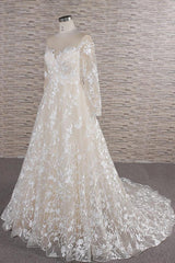Long A-line Sweetheart Applqiues Tulle Wedding Dress with Sleeves-showprettydress