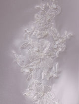 Long Backless Applique Satin White flower girl dress-showprettydress
