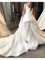 Long Ball Gown Strapless Court Train Wedding Dresses-showprettydress