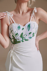 Long High Split Spaghetti strap Court Wedding Dress-showprettydress