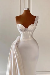 Long Mermaid Asymmetrical Sweetheart Beaded Sleeveless Prom Dress With Side Train-showprettydress