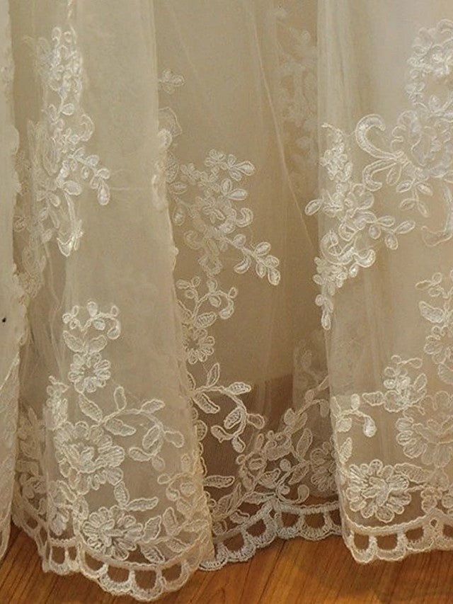 Long Mermaid Strapless Court Train Lace Organza Wedding Dresses-showprettydress