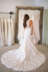 Long Mermaid Sweetheart Wedding Dresses With Appliques Lace-showprettydress