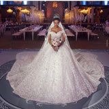Long Princess Off-the-shoulder Lace Wedding Dress-showprettydress