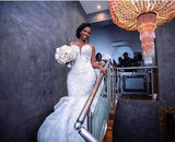 Luxurious Beaded Lace Mermaid Sweetheart Wedding Dresses Spaghetti Straps Appliques Bridal Gowns-showprettydress