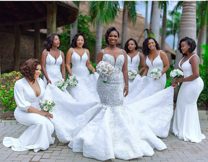 Luxurious Beaded Lace Mermaid Sweetheart Wedding Dresses Spaghetti Straps Appliques Bridal Gowns-showprettydress