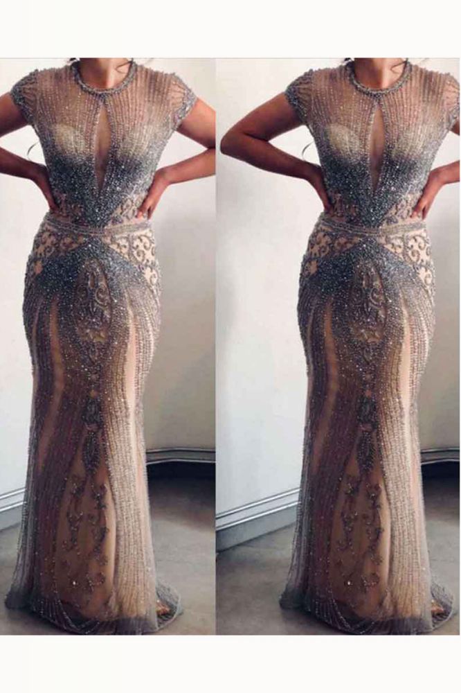 Luxurious Mermaid Halter Rhinestones Prom Party Gowns with Tassel Sparkle Formal Evening Dresses-showprettydress