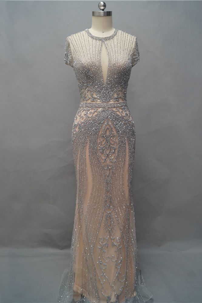 Luxurious Mermaid Halter Rhinestones Prom Party Gowns with Tassel Sparkle Formal Evening Dresses-showprettydress