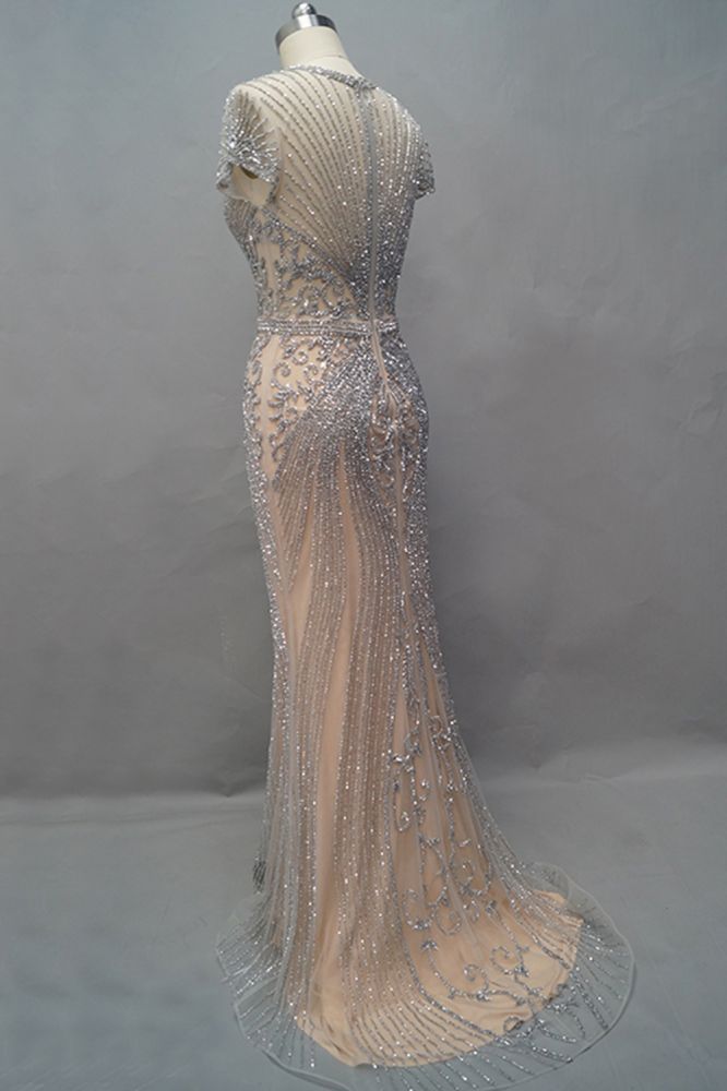 Luxurious Mermaid Halter Rhinestones Prom Party Gowns with Tassel Sparkle Formal Evening Dresses-showprettydress