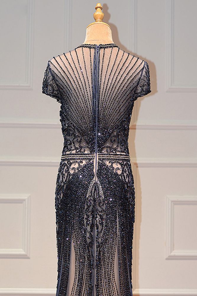 Luxurious Mermaid Halter Rhinestones Prom Party Gowns with Tassel Sparkle Formal Evening Dresses-showprettydress
