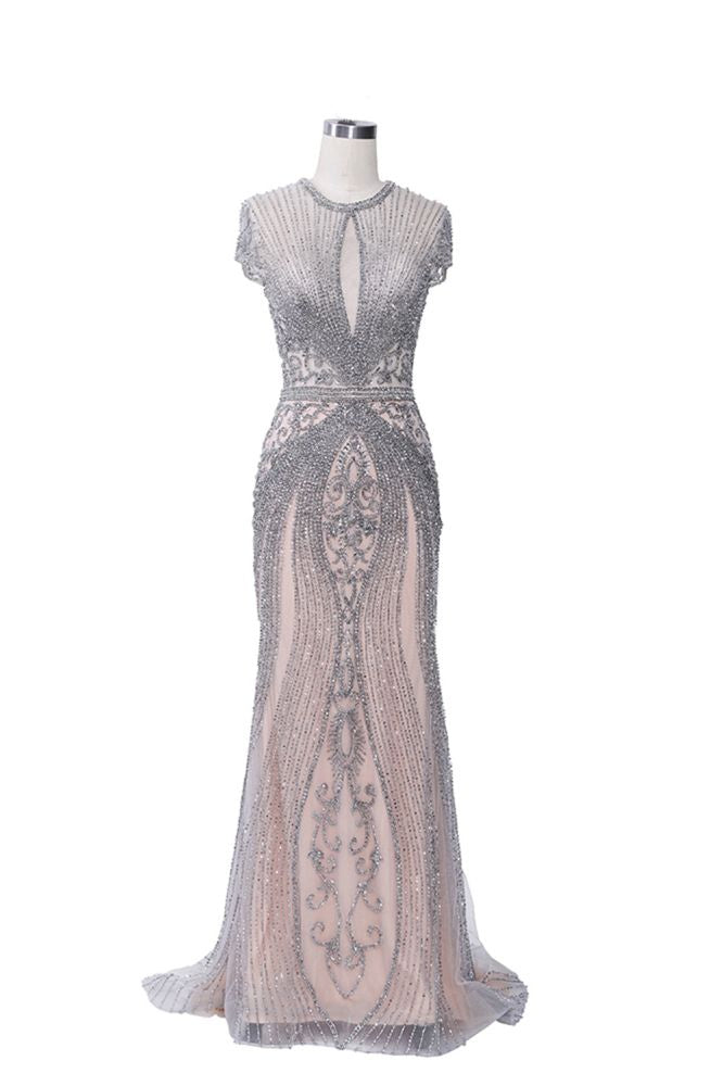 Luxurious Mermaid Halter Rhinestones Prom Party Gowns with Tassel Sparkle Formal Evening Dresses-showprettydress